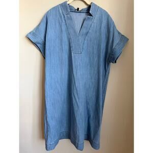 Talbots Chambray Denim V Neck Shift Dress – Size XL